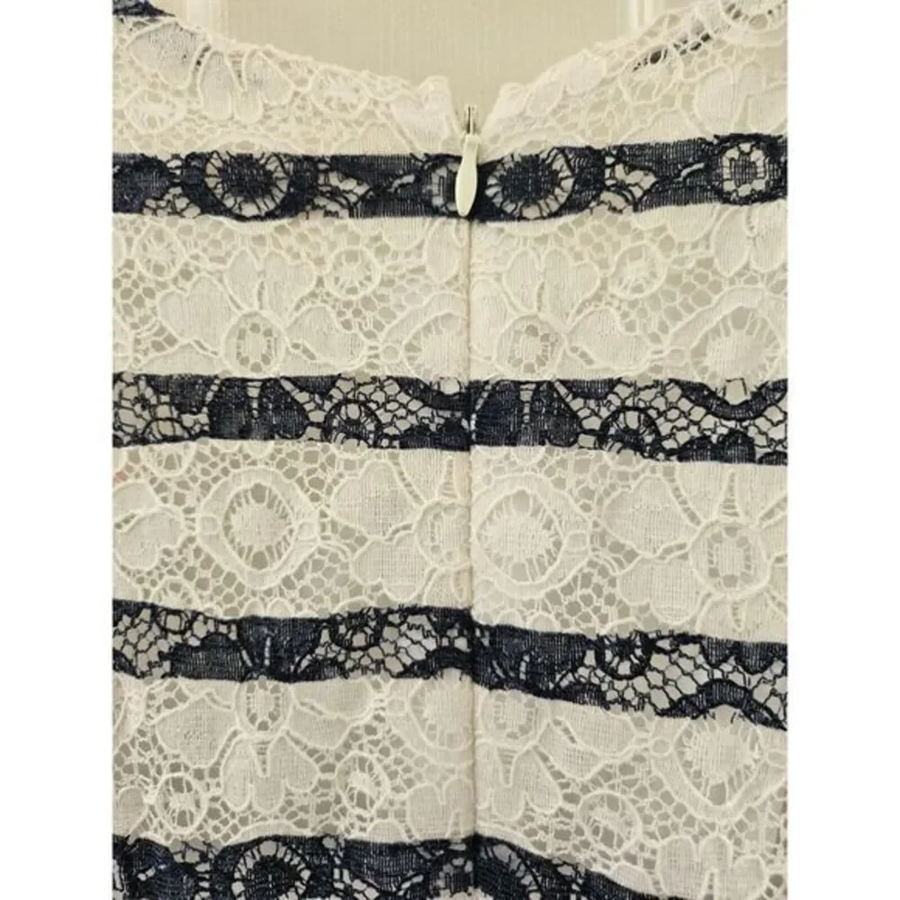 Maison Jules Womans Blue White Floral Lace‎ Mini Fit & Flare Dress Zip Lined XS - Picture 4 of 6